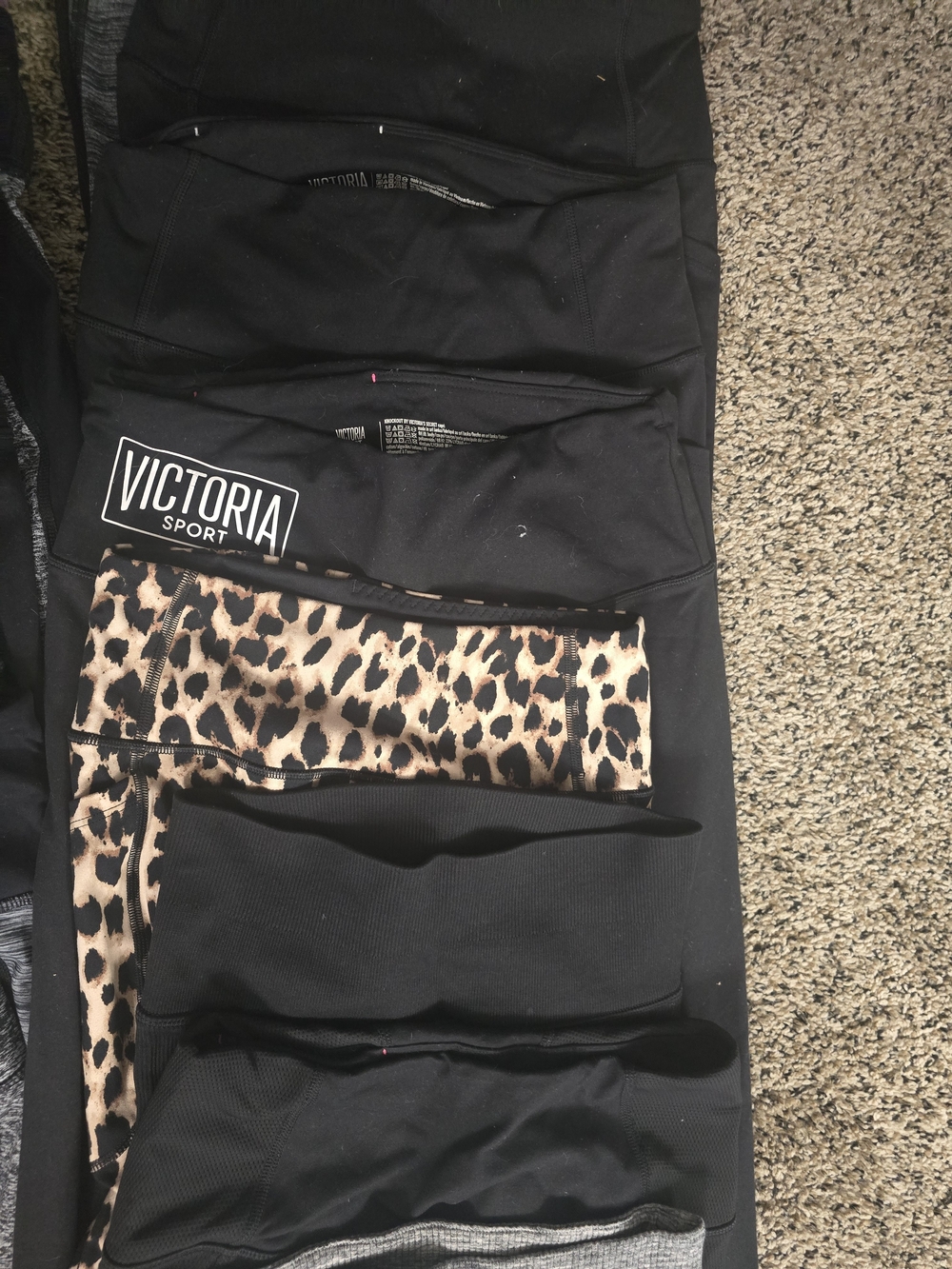 Black and Leopard Leggings - Yoga Active Bottoms - Picture 1 of 9